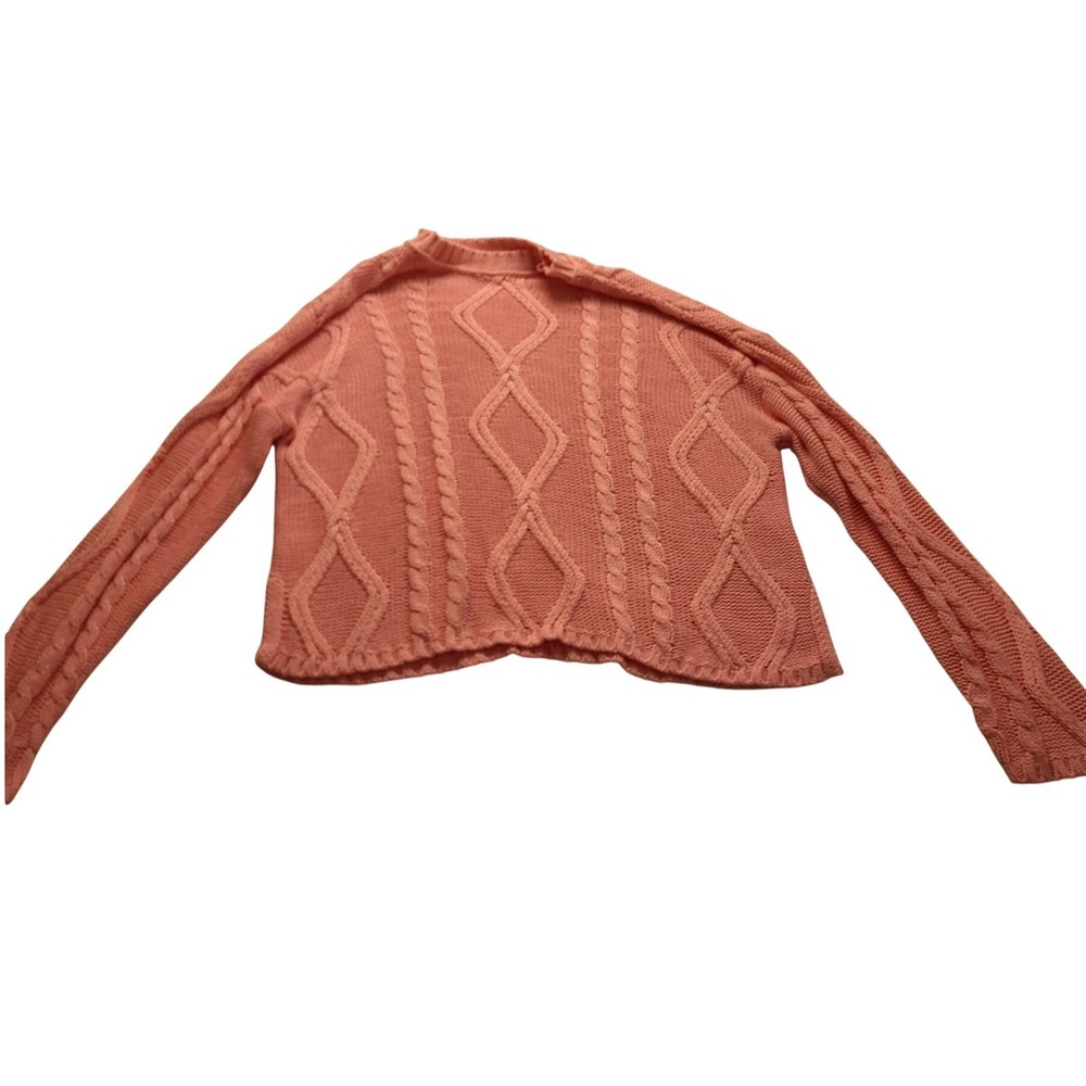 Pink Cable Knit Crew Neck‎ Sweater Relaxed Fit Cropped Chunky Knit Pullover NWOT